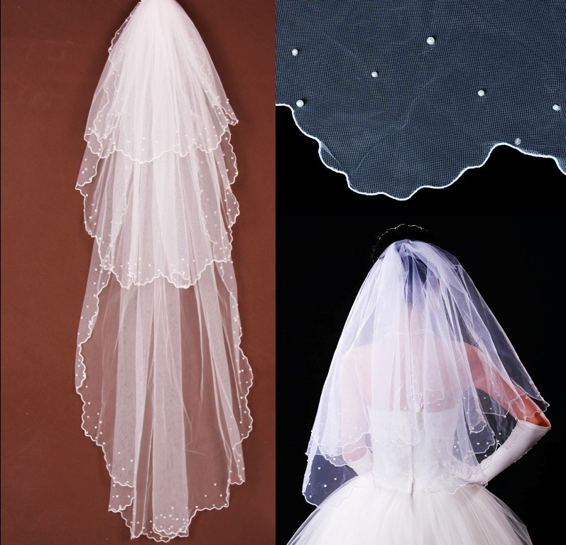 Bridal veil multi-layer veil handmade beads veil wedding accessories  for wedding dress