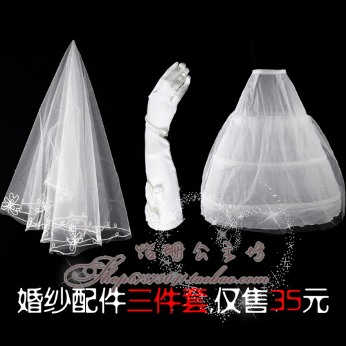 Bridal veil piece set wedding panniers piece set gloves veil set