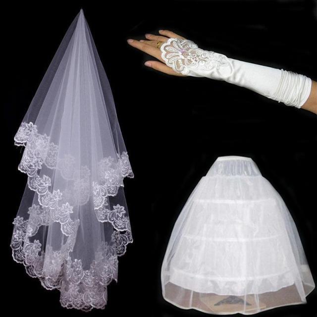 Bridal veil piece set wedding panniers piece set gloves veil set spring