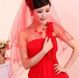 Bridal veil red wedding supplies multi-layer veil laciness veil wedding dress veil ts012
