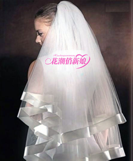 Bridal veil the wedding ribbon edge veil satin top wedding dress veil