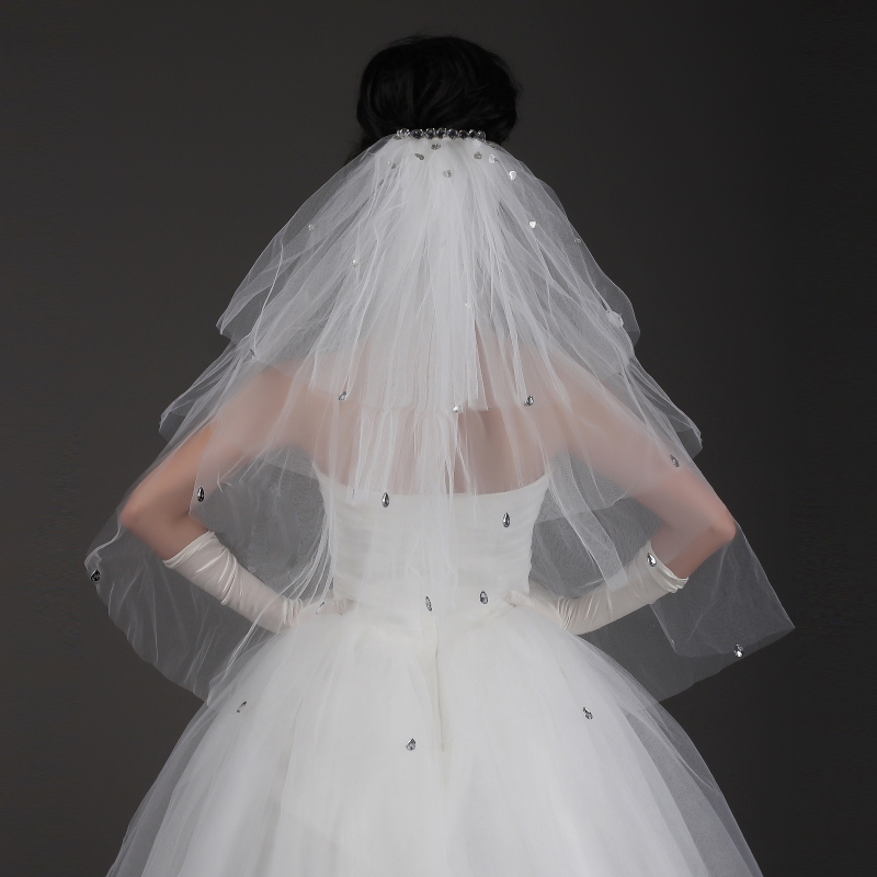Bridal veil wedding accessories veil quality yarn diamond decoration bridal accessories free shipping
