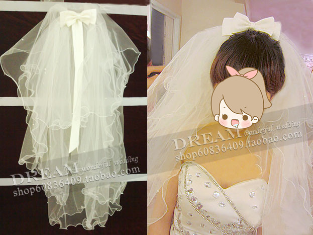 Bridal veil wedding dress accessories multi-layer bow veil hair accessory