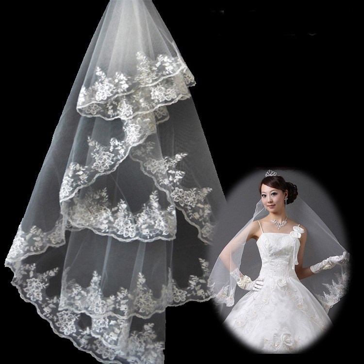 Bridal veil wedding dress veil 1.5 meters veil computer laciness veil