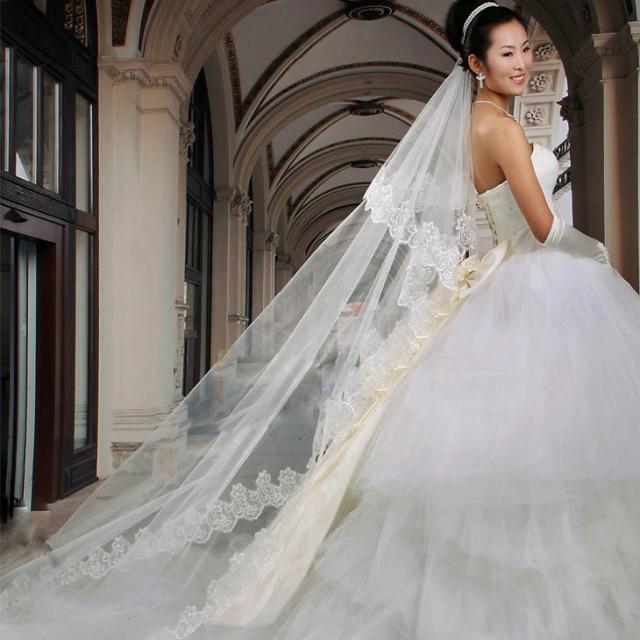 Bridal veil , wedding dress veil 3 meters big laciness veil