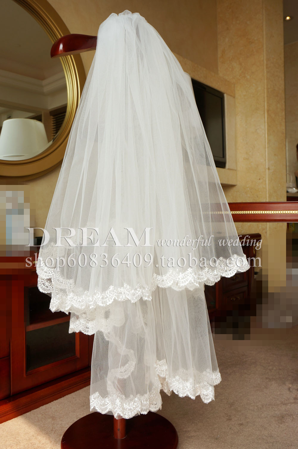 Bridal veil wedding dress veil the bride hair accessory accessories double layer laciness lace veil