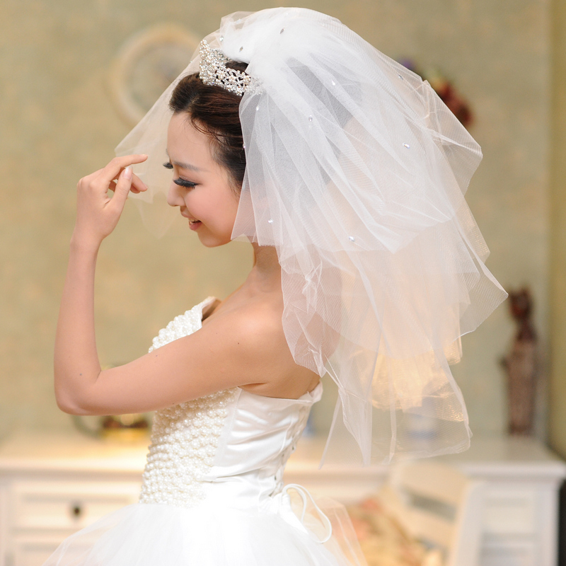 Bridal veil wedding dress veil three-dimensional diamond veil princess veil wedding accessories 24