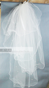 Bridal veil yarn white bow senior pearl veil the wedding hair accessory
