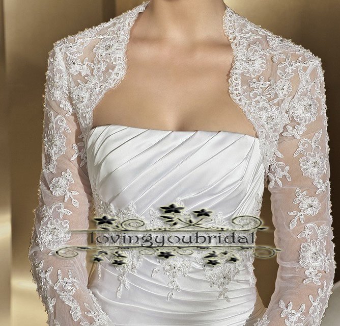 Bridal Wraps  Long Lace Sleeve Bolero For Wedding Dress Bolero bridal dress