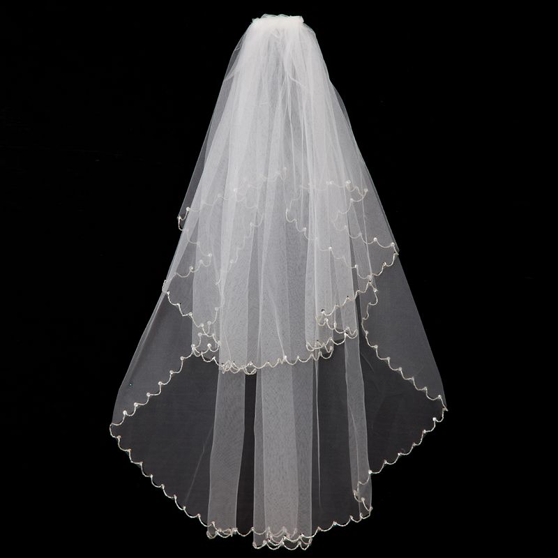 Bride gauze single tier long design wedding dress laciness long veil ts1015