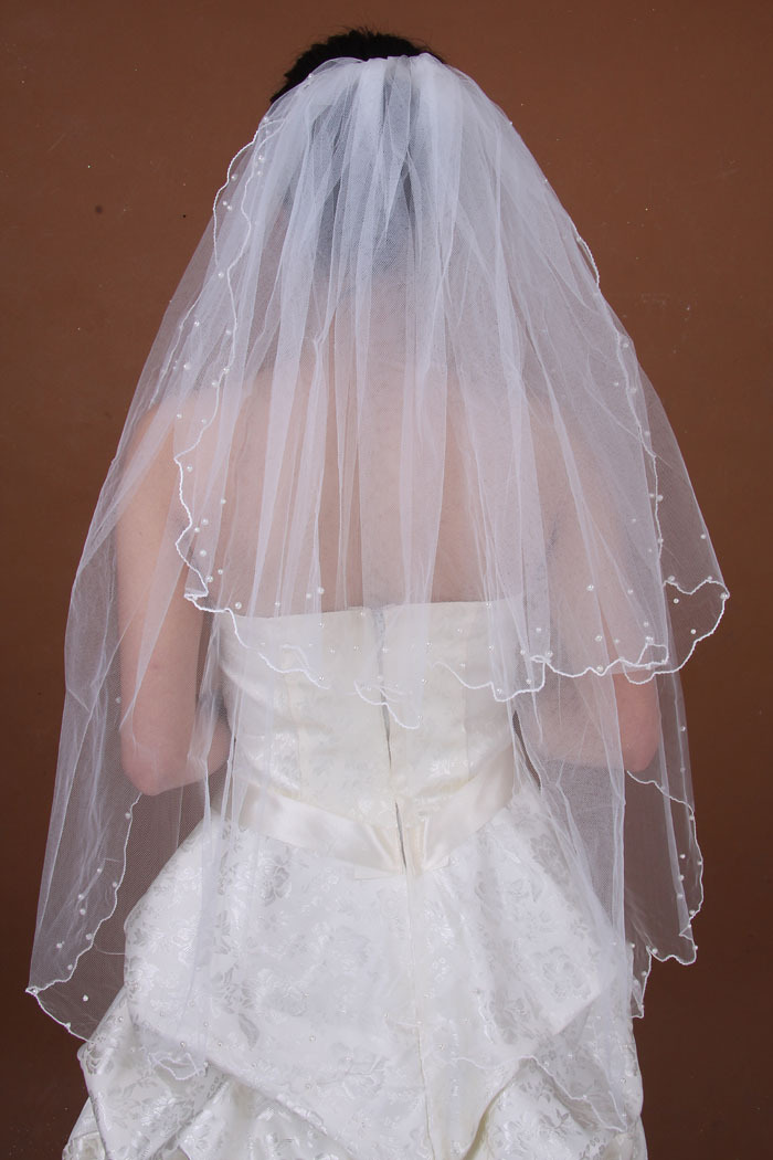 Bride pearl veil bridal veil wedding dress formal dress accessories