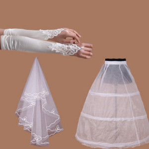 Bride piece set veil gloves pannier boomtowns type bundle