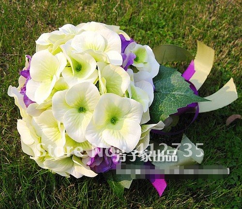 Bride Wedding Bouquet ,High simulation silk flower hydrangea,Decorative Flowers With Ribbons
