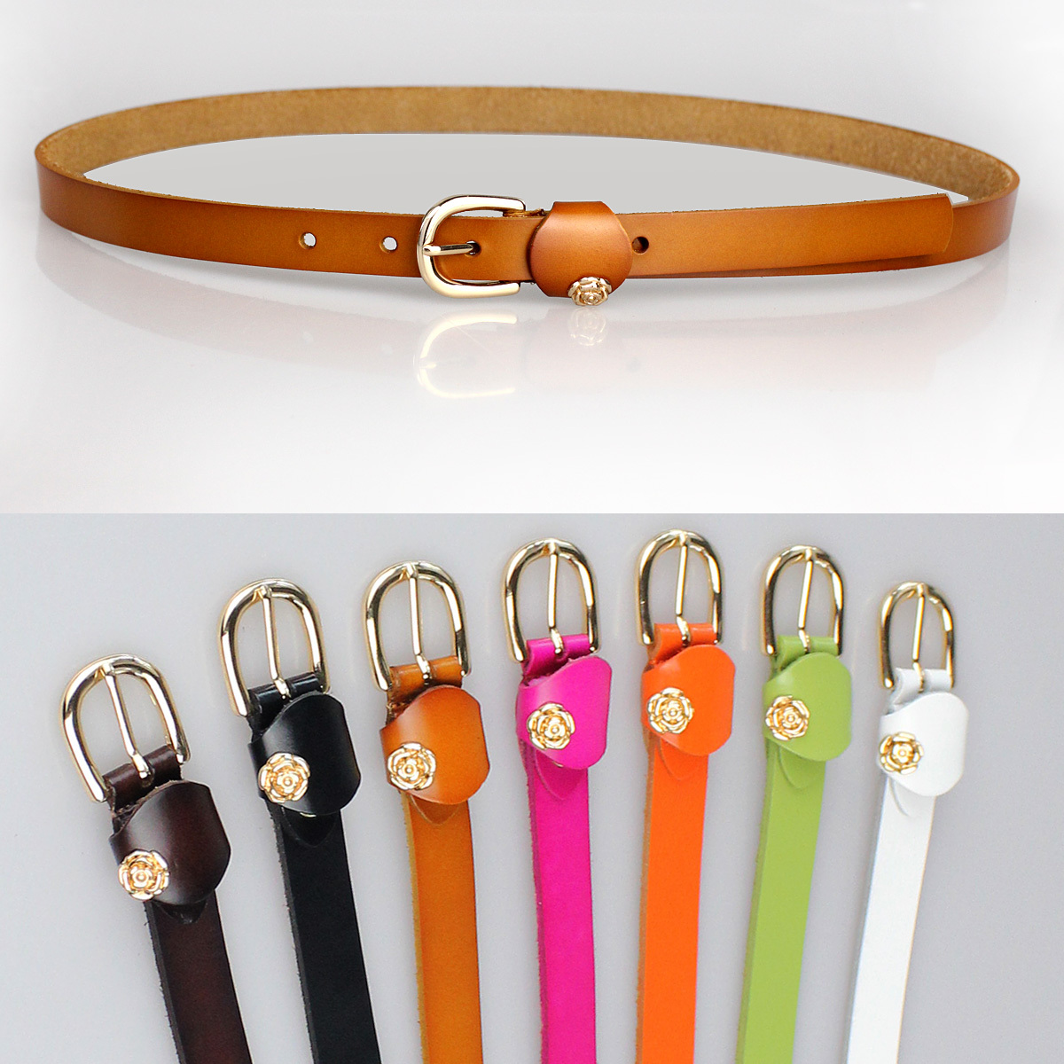 Brief flower women's strap genuine leather cowhide women's belt female belt