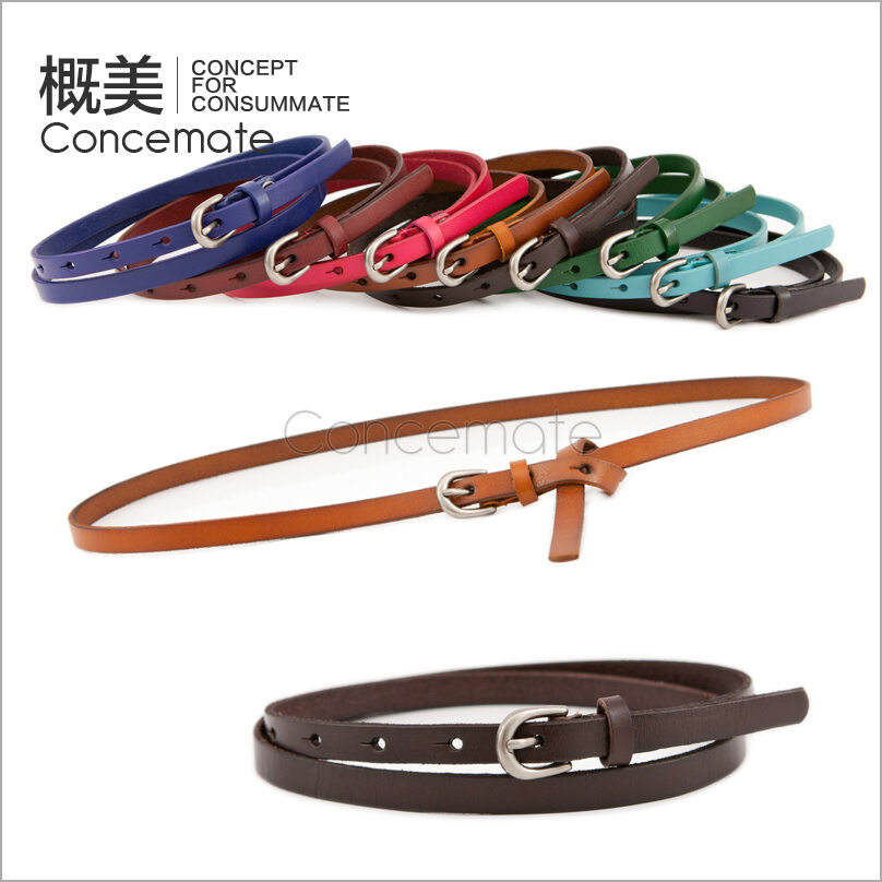 Brief intellectuality ! ultrafine genuine leather casual women's belt tieclasps genuine leather strap c402