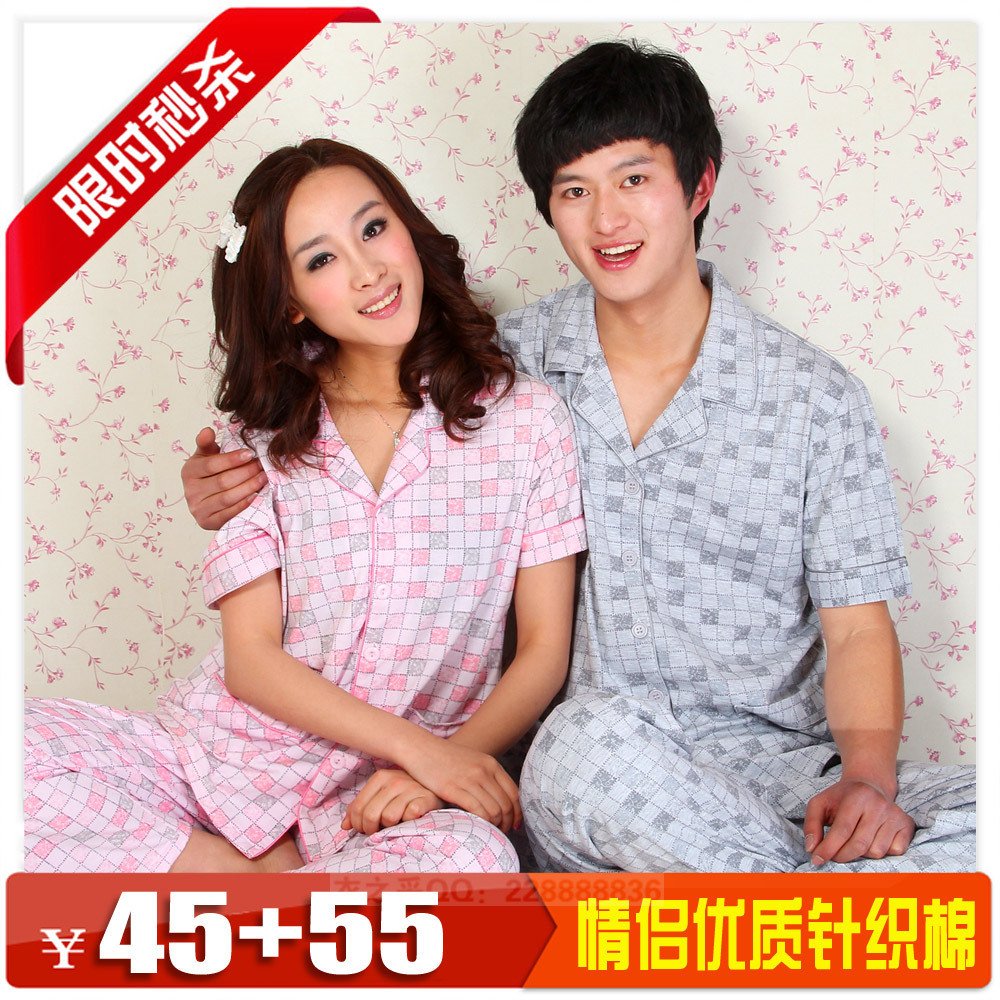 Brief knitted 100% cotton sleepwear lovers lounge set