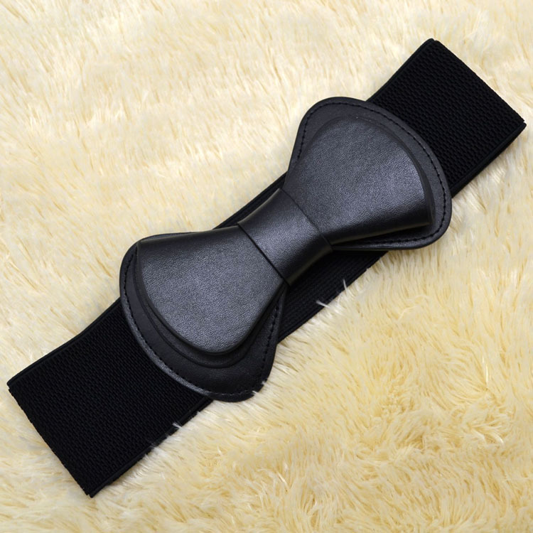 Brief leather bow Women elastic waist decoration belt all-match belt a009