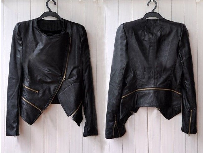 Brief paragraph cultivate one's morality locomotive suit PU leather jacket  fashion coat