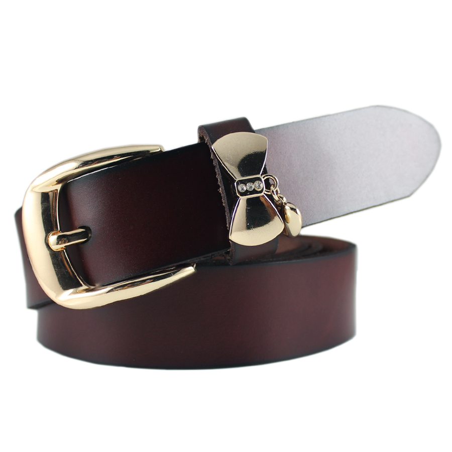 Brief paragraph of women's bow casual pin buckle genuine leather cowhide women's strap female belt