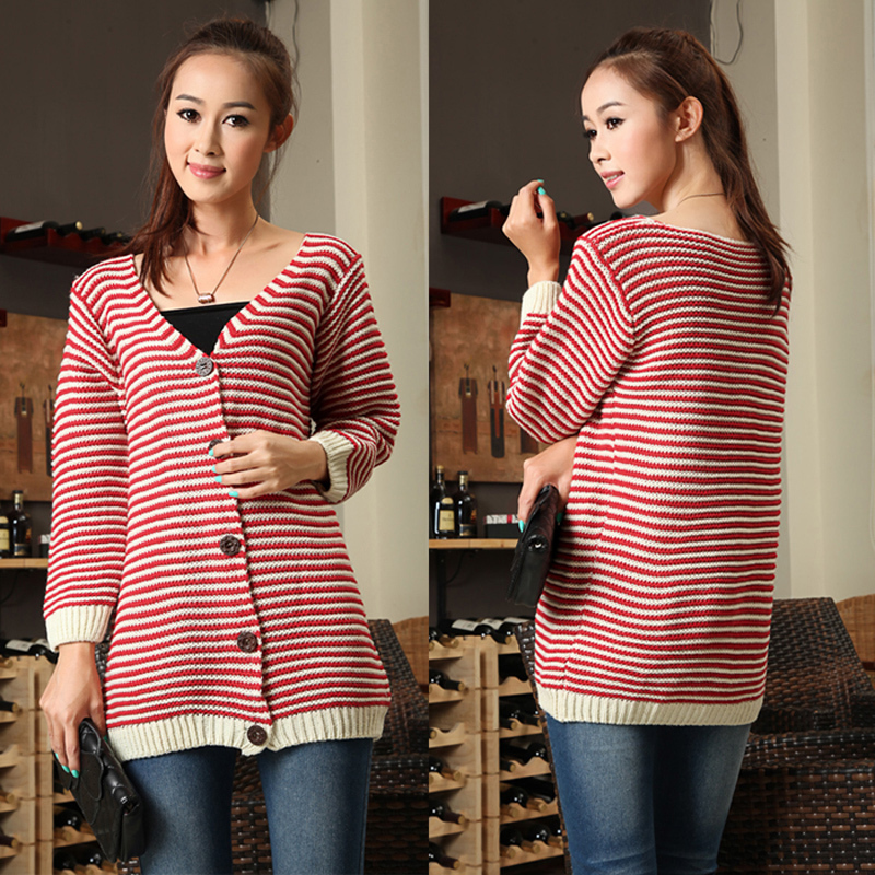 Brief sweater cardigan female loose sweater single breasted sweater cardigan 8078