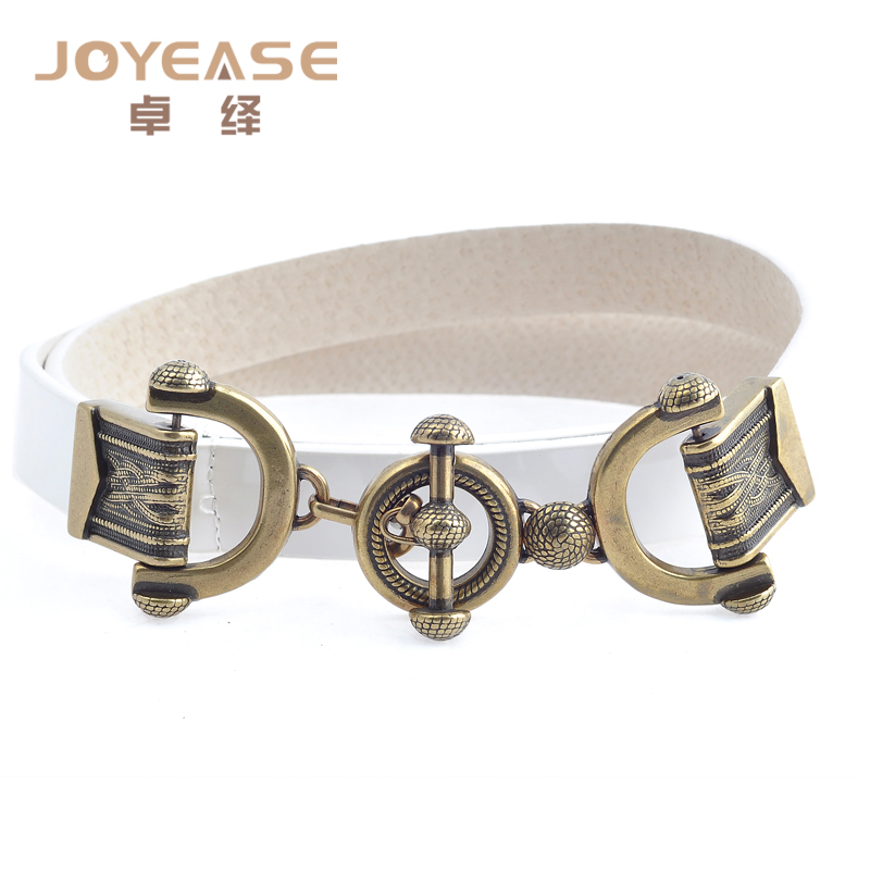 Brief vintage carved cowhide japanned leather women's decoration belt genuine leather strap women's