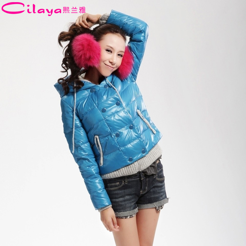 Bright color disposable patchwork short design down coat female 11208