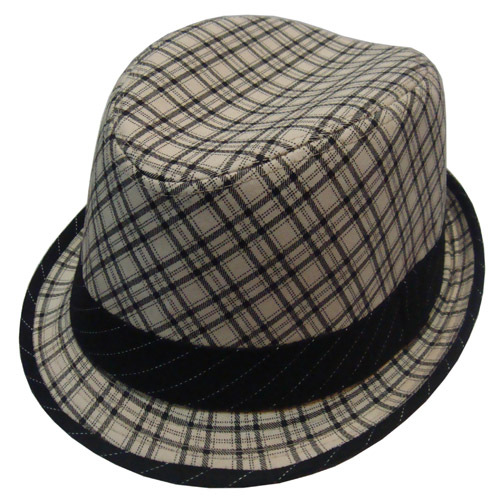 British style fedoras check cap dark color ribbon basic hat