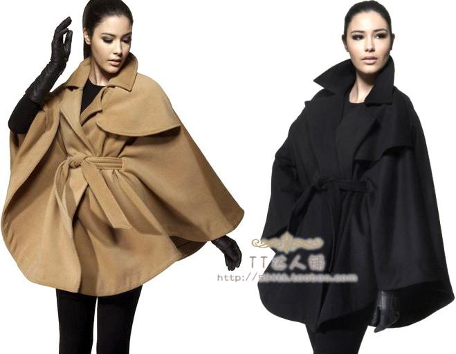 British style loose lacing sheep cape woolen cloak outerwear wool coat trench