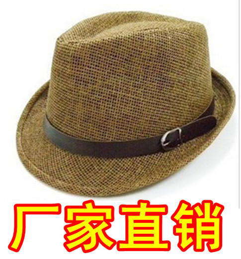 British style strawhat strap jazz hat small fedoras sunbonnet sun hat male women's lovers cap