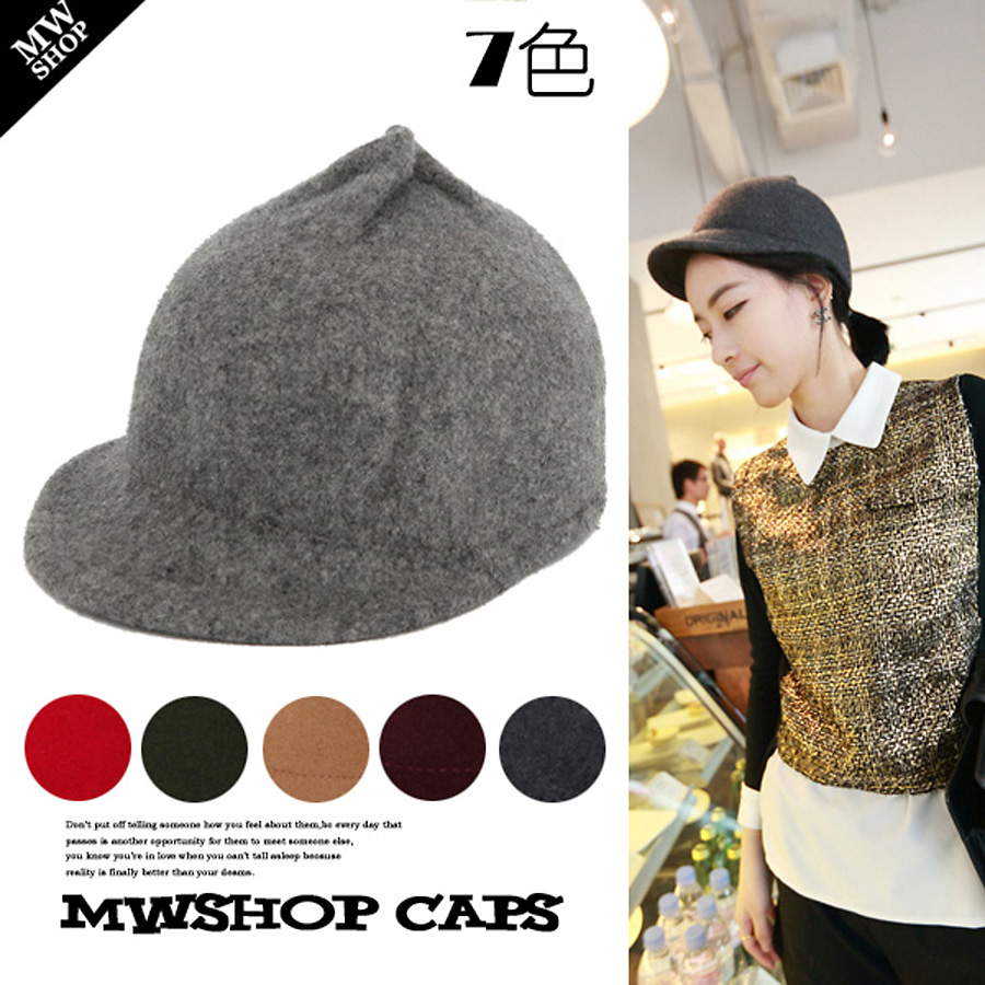 British style vintage riding hat wool cute bun style woolen cap