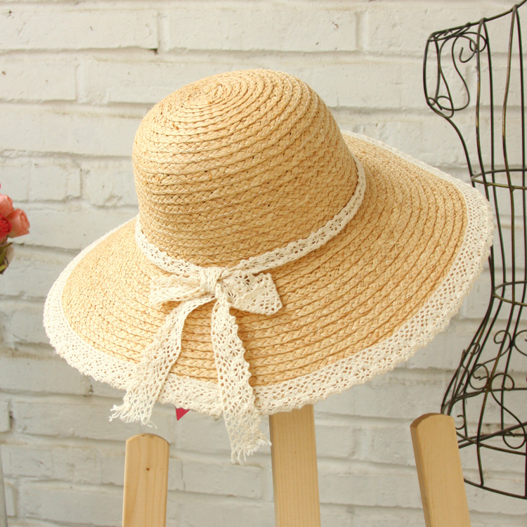 Broad-brimmed 2013 natural large brim strawhat sunbonnet sun straw braid hat