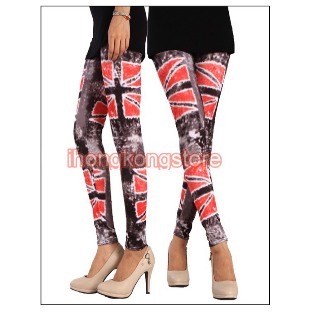 Brown UK Flag Womens Soft Stretch Leggings Pants Skinny Trousers Tights 8079-666