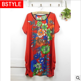 BSTYLE / C Series / Z31 / Free Shipping / Women's Dress / Plus Size / 6 Colors / Piece / Ice Cotton / Short Sleeve / O*Neck