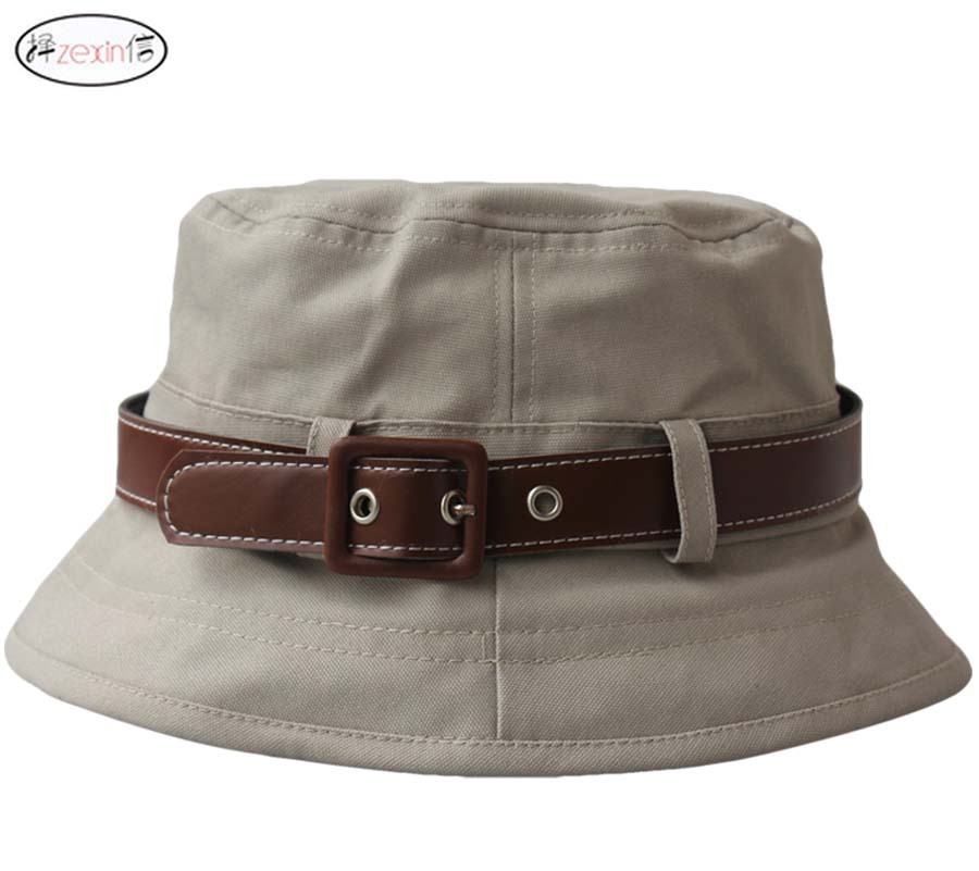 Buckle bucket hat sun hat female summer sunbonnet men's fashion cap cadet cap
