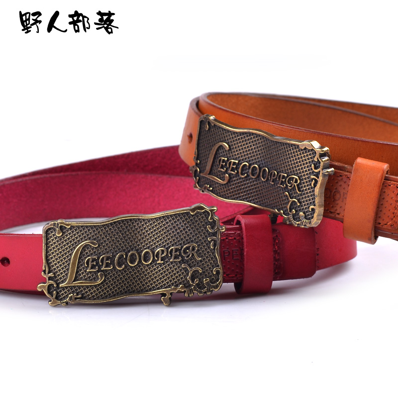 Buckle letter sculpture vintage women's casual belt kindredship leather women's strap 7114