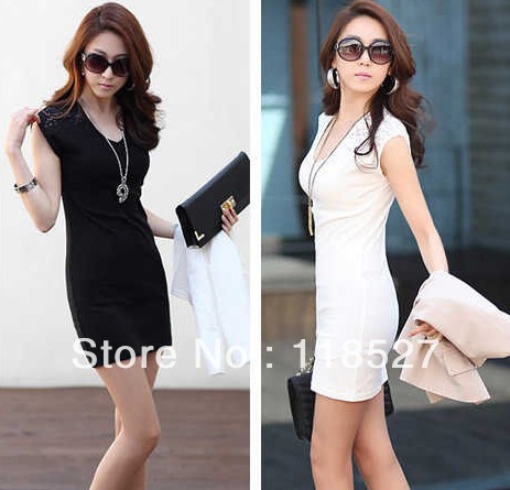 Bud silk splicing black and white and dichromatic cultivate one's morality sexy dress free shipping 130065