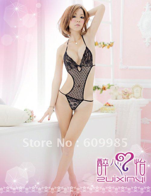 Bud silk transparent hang my clothes conjoined twins scoop-back type lady sexy temptation underwear