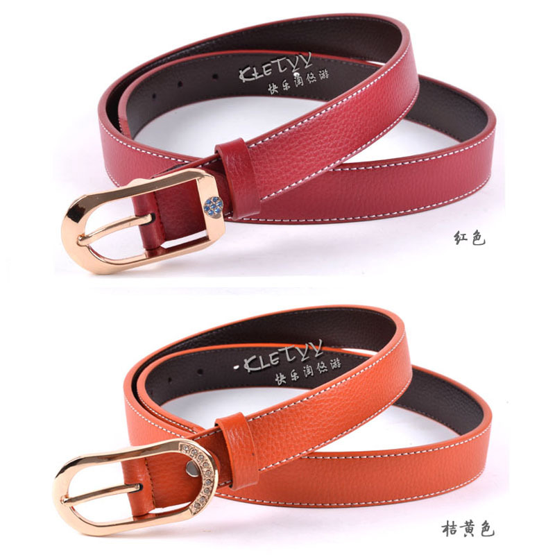 Built-in women's strap genuine leather women's belt casual all-match rhinestone belt
