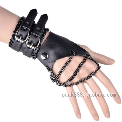 Bundle black gloves hiphop hip-hop mitring punk leather gloves