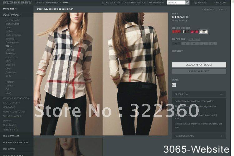 Bur berrynew Ms. long-sleeved plaid shirt fashion clothing free shipping#D042