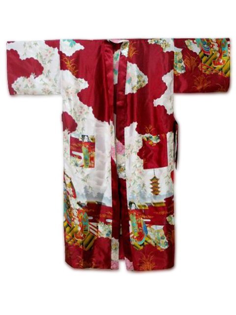 Burgundy Chinese Women's Silk Polyester Robe Kimono Bath Gown S M L XL XXL XXXL Free Shipping S0011