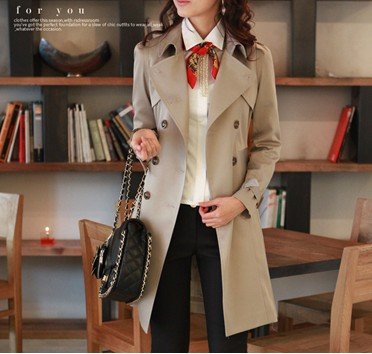 Burst paragraph Japan and South Korea Women of high temperament Slim Long Korean jacket Women's windbreaker coat
