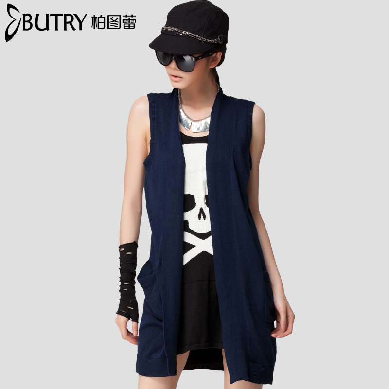 Butry sleeveless shoulder cape sweater vest medium-long all-match sweater female vest
