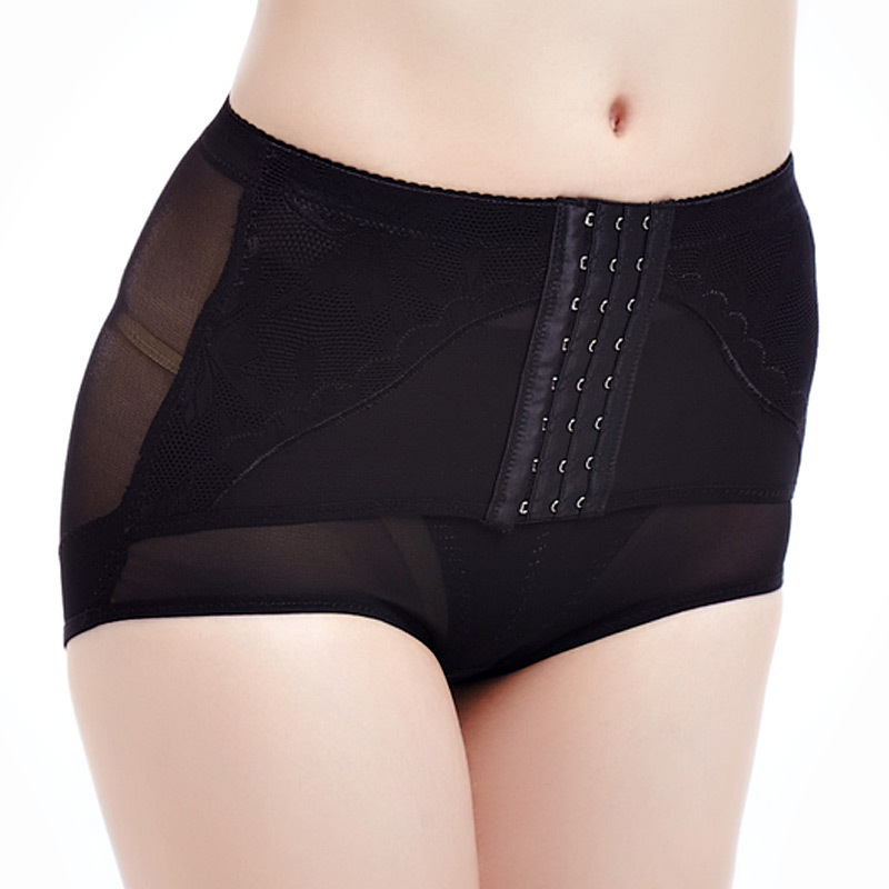 Butt-lifting abdomen drawing front button breathable high waist body shaping beauty care pants 3078