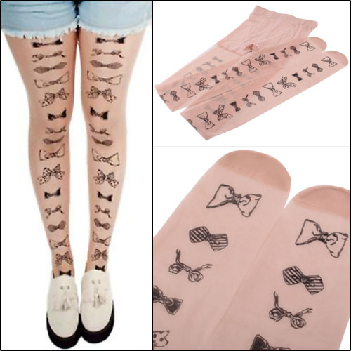 Butterfly Bowknot Tattoo Socks Transparent Pantyhose Stockings Tights Leggings    [22739|01|01]
