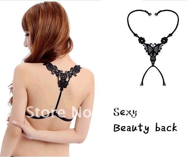 Butterfly invisible behind aglet sexy underwear Bra Straps crossed black and white free shipping