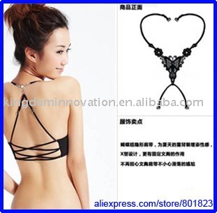 Butterfly with diamond stealth black strap underwear bra straps,best-selling