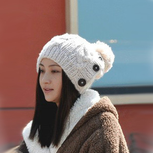 Buttons knitted hat autumn and winter ball Free shipping by CPAM