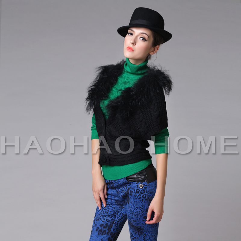 Buy One Get One Free!Free Shipping! 2012 autumn fashionable casual lamb wool decoration thick knitted sweater 3924