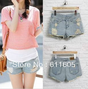 BWC012 new arrival  summer denim shorts female loose pants hole shorts3 size available free shipping